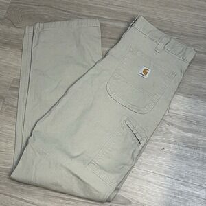 Carhartt Tan Relaxed Fit Pants Mens 36x34  rugged canvas work utility